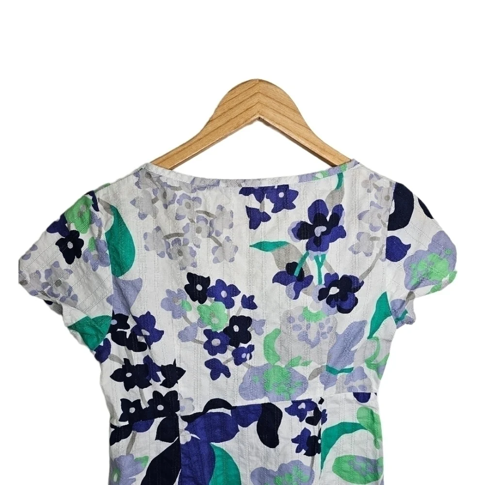 Boden dress floral short sleeve white empire waist midi 8P